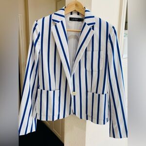 Ralph Lauren Blue and White Striped Blazer